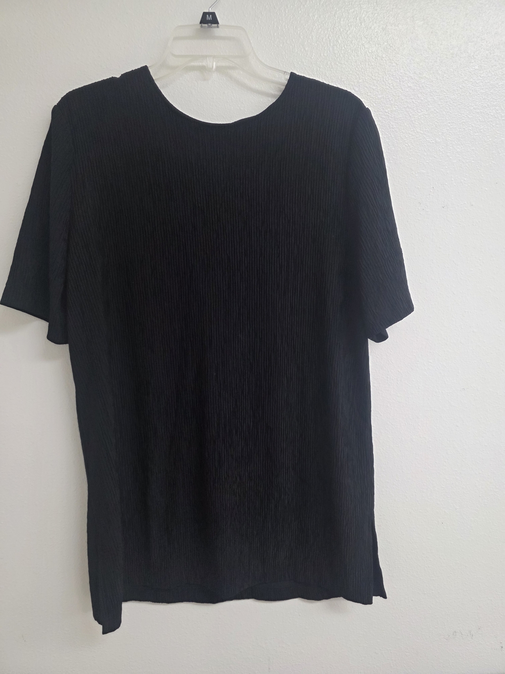 Essentials Black Textured Short-Sleeve Top (0378)